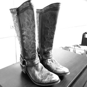 Grey Leather Cow girl boots